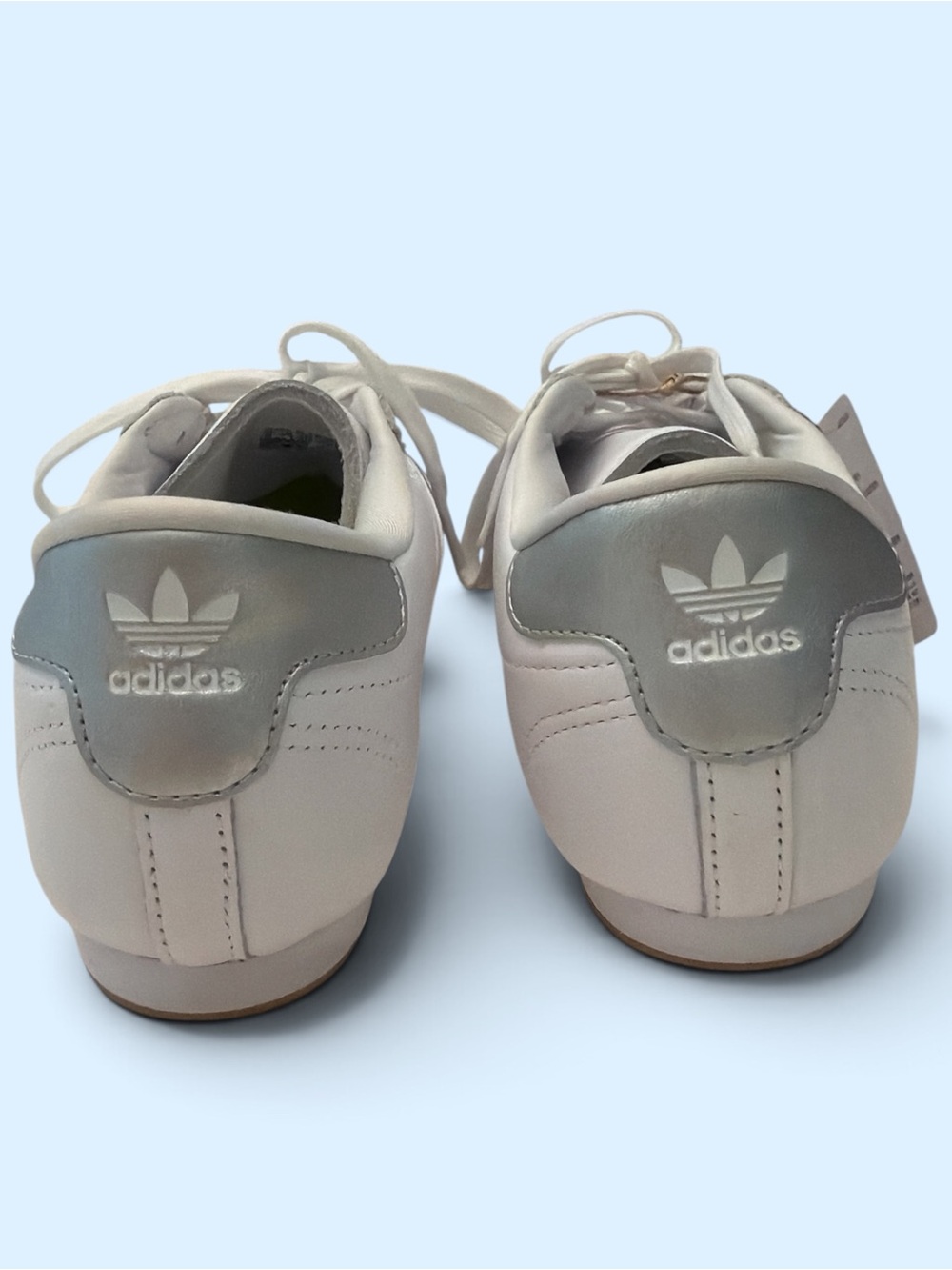 adidas Women’s White Athletic Sneakers with Gray Stripes - Picture 5 of 6